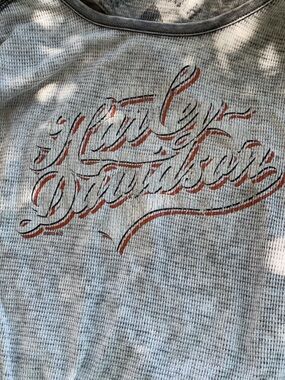Harley-Davidson Gray Waffle Long Sleeve with Script Logo and Orange Accents